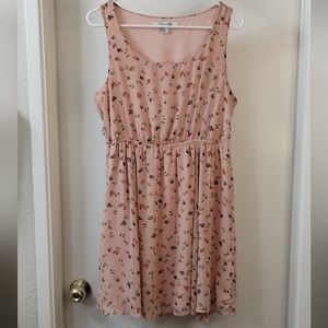 Forever 21 Peach Color With Floral Print Dress Size L/G